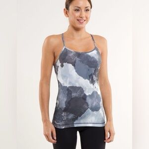 Lululemon Power Y Tank in the "White Coal Tinted Canvas Super" color.